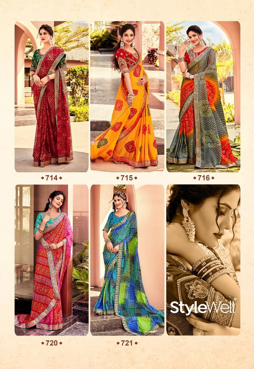 Mangalam Vol 2 By Stylewell Bandhej Wedding Sarees Catalog